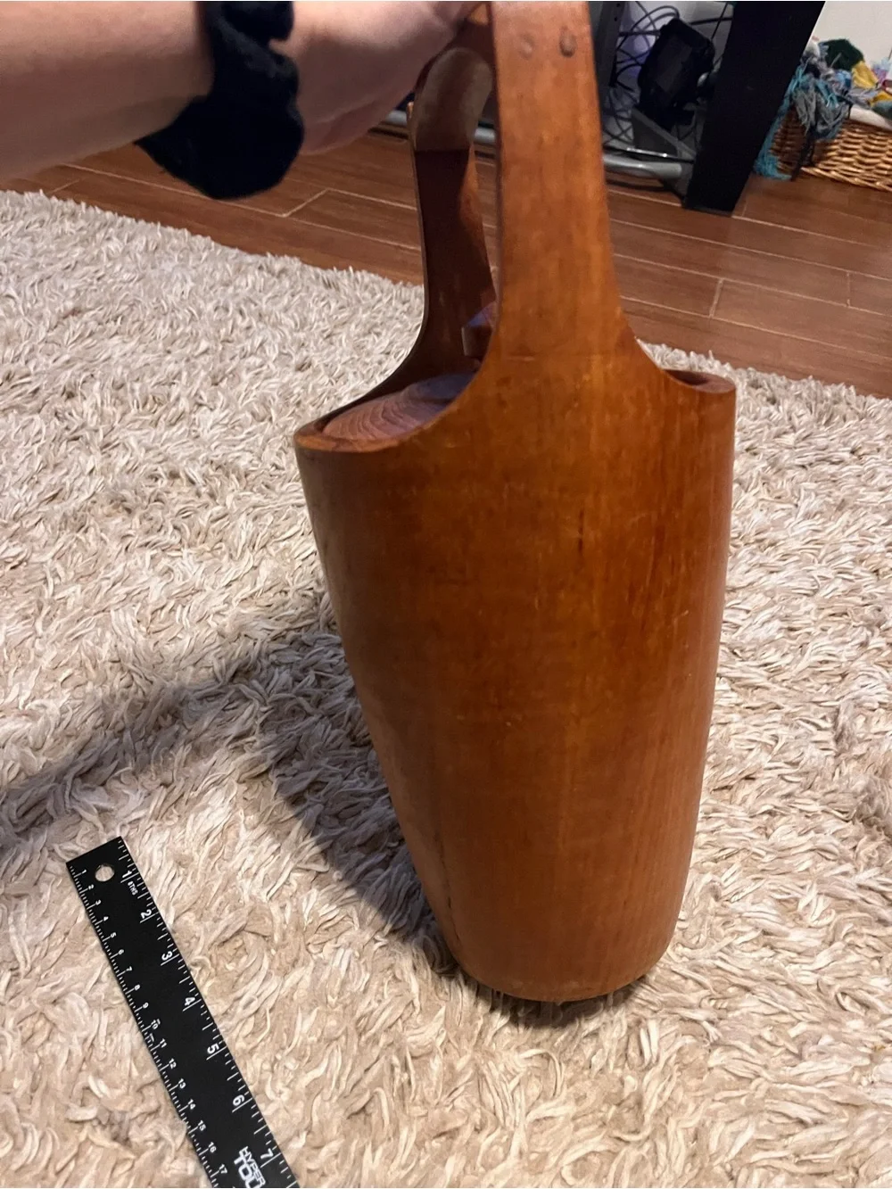 Vintage Mid-Century Modern Genuine Teak Wood Lg Ice Bucket Lid 15” MCM Thailand